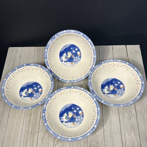 Noritake Epoch Collection Mr Snowman Cereal Dessert Bowls Christmas - Set Of 4 - Picture 1 of 3